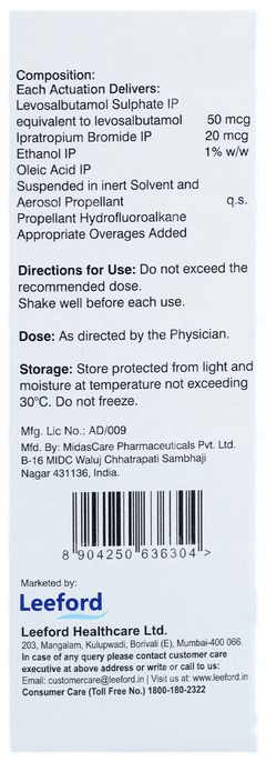 Tropivent-l 20/50 MCG Inhaler 200 Mdi